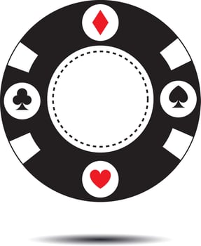 Casino poker chip black symbol with empty space in a center for a text or number. vector