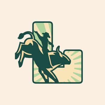 Alphabet L Rise Sun Sky Rodeo Cowboy vector