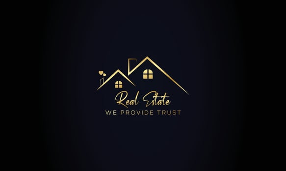 Black Gold Real Estate Logo. Construction Architecture Building Logo Design Template Element vector