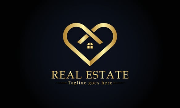 Black Gold Real Estate Logo. Construction Architecture Building Logo Design Template Element vector