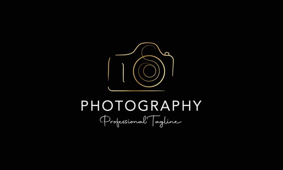 Hand drawn camera photography logo vector