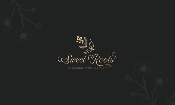 Botanical Floral element Hand Drawn Logo with Wild Flower and Leaves. vector