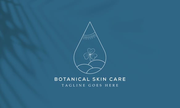 Botanical Floral element Hand Drawn Logo with Wild Flower and Leaves vector
