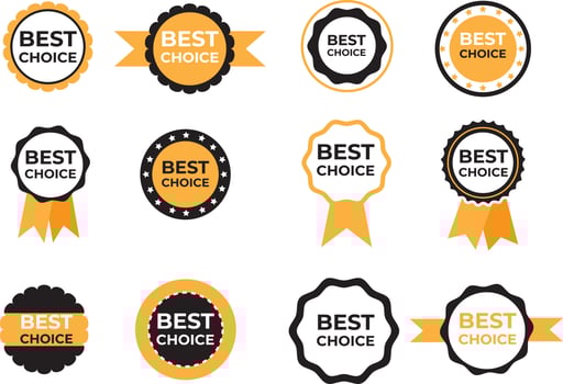 Vintage Bestseller Vector Icons. Set Of Isolated On White Background Bestseller Labels