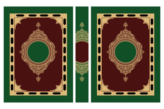 Islamic book cover border design and holy al quran vector