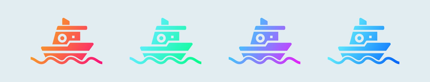 Boat solid icon in gradient colors. Ship signs vector illustration.