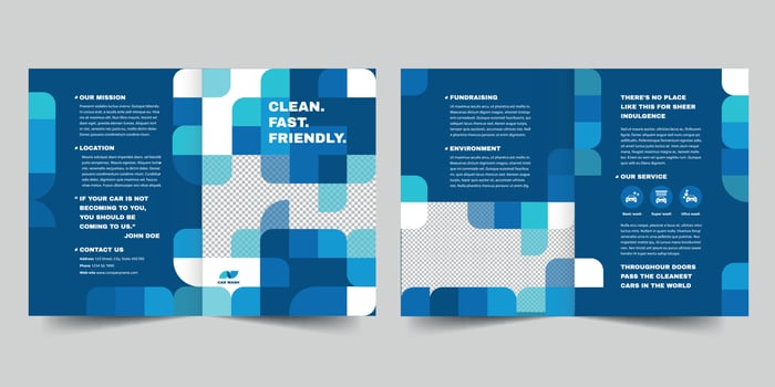 Car Wash bifold brochure template, Bifold Brochure Accountancy Firm flyer vector layout Bifold mockup Pro Vector
