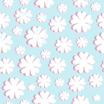 Seamless vector pattern for design and fashion prints. Flowers pattern with white flowers on a light blue background.