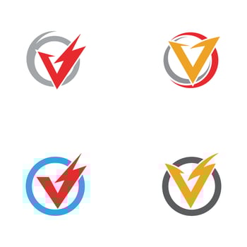V Letter Lightning Logo Template vector