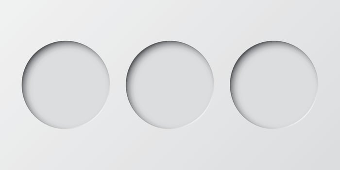 Three of abstract 3 dimension circle frame paper cut on white background. vector