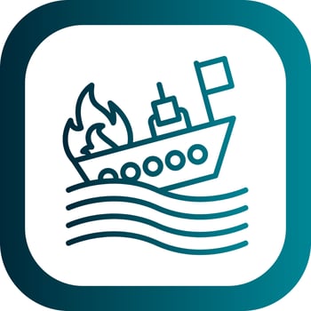 Burning Ship Vector Icon Design