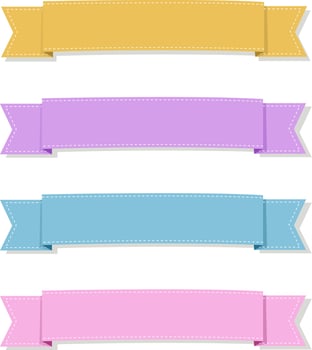 pastel ribbon banners, Decorative pastel ribbons in flat design, label flat design set vector