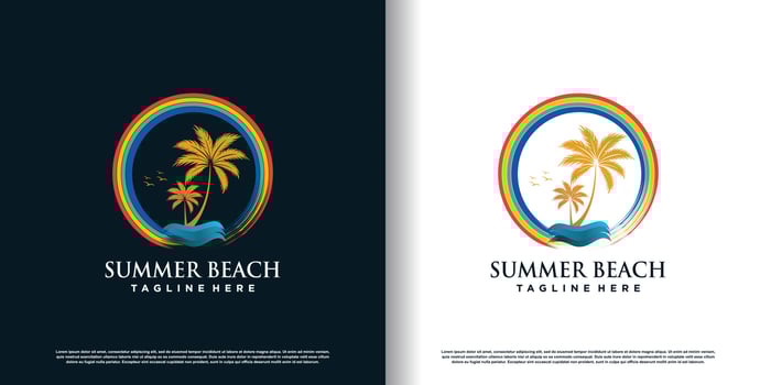 palm tree logo design with creative and unique style concept premium vector