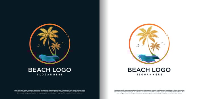 palm tree logo design with creative and unique style concept premium vector