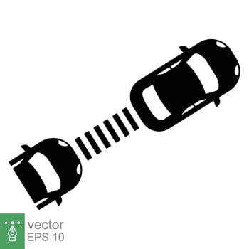Adaptive cruise control system glyph icon. Simple solid style. Car security concept. Maintaining the following distance. Black silhouette vector illustration isolated on white background. EPS 10.