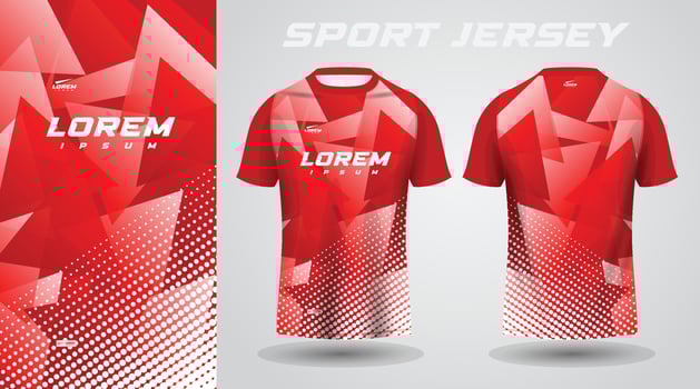 red shirt soccer football sport jersey template design mockup vector