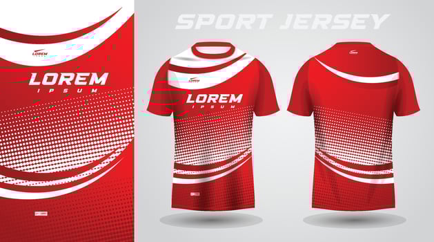 red shirt soccer football sport jersey template design mockup vector