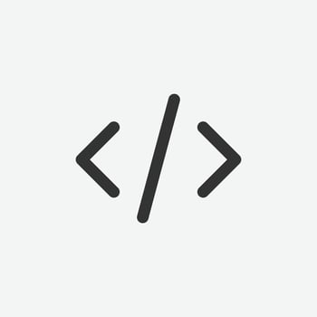 Embed vector icon. Black script icon. Programming, coding linear icon, vector illustration.