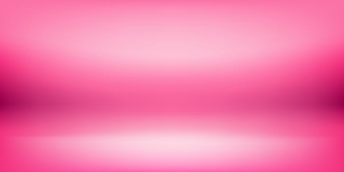 Pink background. Empty studio room for product display. Floor, table and wall space. Color gradient backdrop. Perspective platform for presentation. Vector