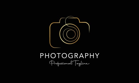 Hand drawn camera photography logo vector