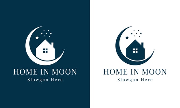 Crescent or moon with home or house logo design modernCrescent or moon with home or house logo design modern vector
