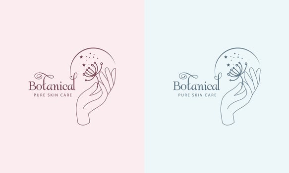 Botanical Floral element Hand Drawn Logo with Wild Flower and Leaves vector