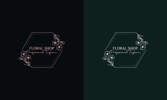 Botanical Floral element Hand Drawn Logo with Wild Flower and Leaves vector