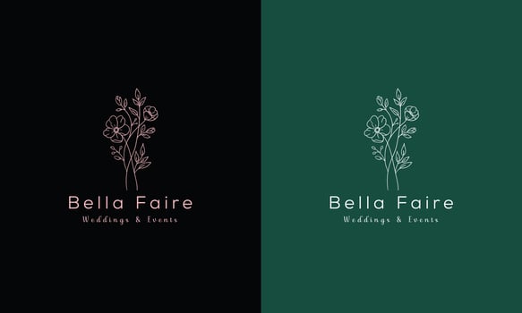 Botanical Floral element Hand Drawn Logo with Wild Flower and Leaves. vector