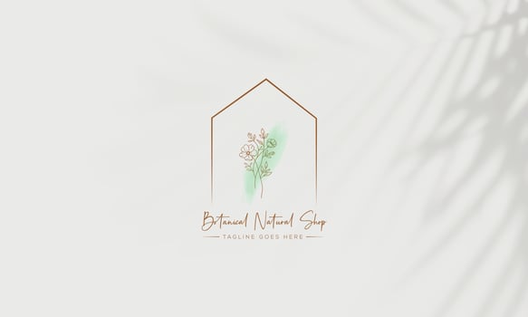 Botanical Floral element Hand Drawn Logo with Wild Flower and Leaves. vector