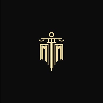 MM initial monogram for lawyers logo with pillar design ideas vector