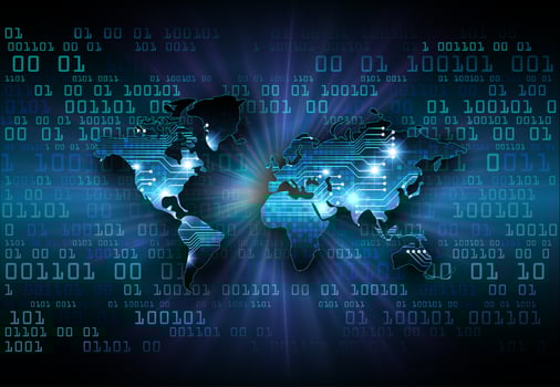 Modern World Map Holograph on Technology Background vector