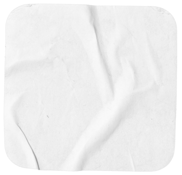 Blank square shape card isolated. Crumpled paper piece png
