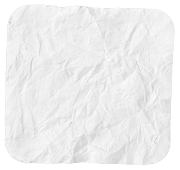Blank square shape card isolated. Wrinkled paper piece. Template mockup png
