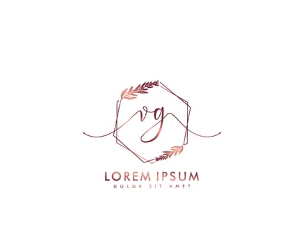 Initial letter VG Feminine logo beauty monogram and elegant logo design, handwriting logo of initial signature, wedding, fashion, floral and botanical with creative template vector