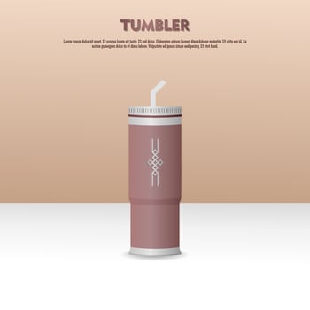 Tumbler mockup aluminum Bottle with red doff and grey colors, realistic vector mockup water bottle