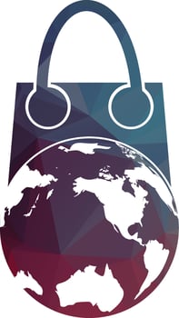World Shop Logo Template Design Vector. Earth and sale symbol or icon. globe and market logotype design template. vector