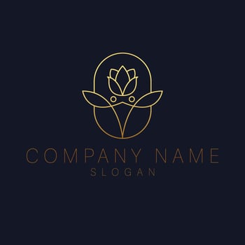 Rose icon logo design. Line art floral logotype. Tulip flower logo. vector