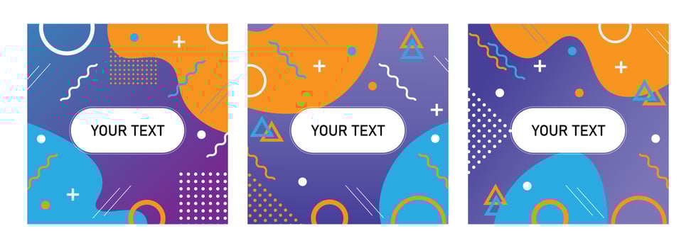 Memphis style cards Design Collection of Colorful templates with geometric shapes. Trendy Memphis fashion 80s-90s. vector