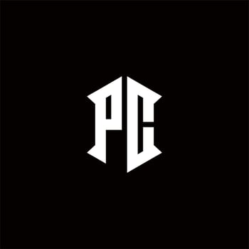 PC Logo monogram with shield shape designs template vector