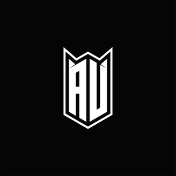 AU Logo monogram with shield shape designs template vector