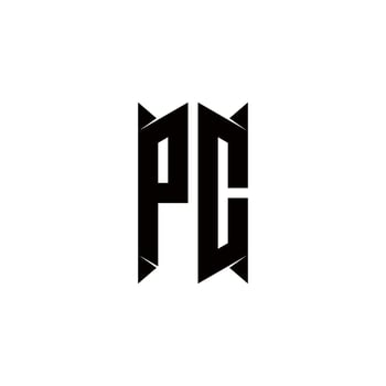 PC Logo monogram with shield shape designs template vector