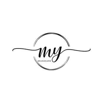 Initial MY feminine logo collections template. handwriting logo of initial signature, wedding, fashion, jewerly, boutique, floral and botanical with creative template for any company or business. vector