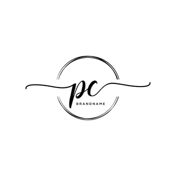 Initial PC feminine logo collections template. handwriting logo of initial signature, wedding, fashion, jewerly, boutique, floral and botanical with creative template for any company or business. vector