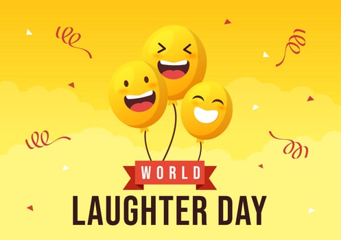 World Laughter Day Illustration with Smiley Facial Expression Cute for Web Banner or Landing Page in Flat Cartoon Hand Drawn Templates vector
