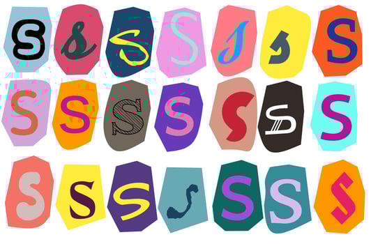 Alphabet s- vector cut newspaper and magazine letters, paper style ransom note letter