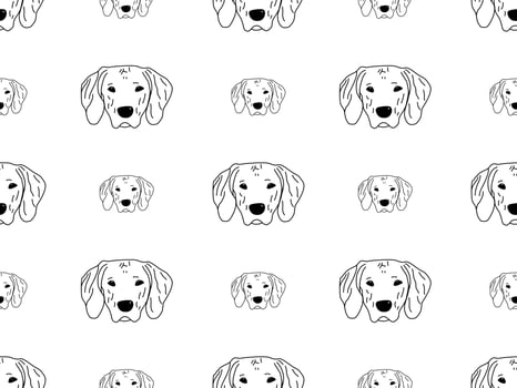 Dog cartoon character seamless pattern on white background vector