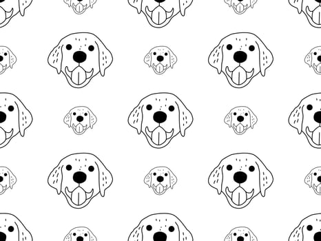Dog cartoon character seamless pattern on white background vector