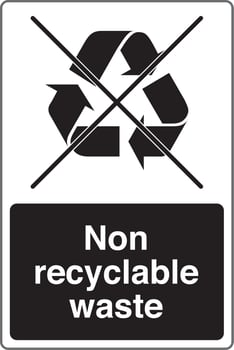 Recycling Waste Management Trash Bin Label Sticker Sign Non recyclable waste vector