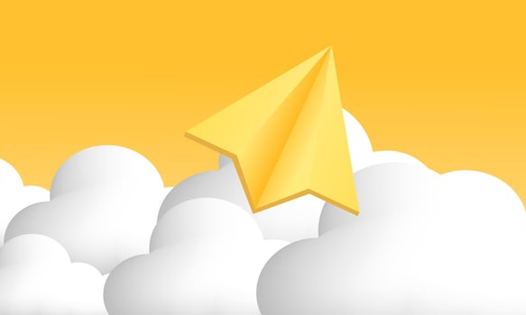 illustration realistic icon paper plane mail cloud for send new message 3d creative isolated on background vector