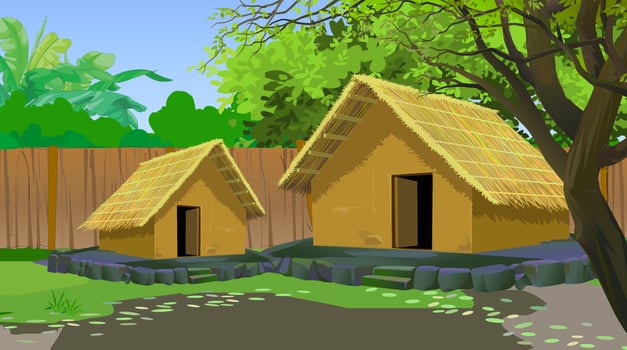 Village house rural poor farmer. vector